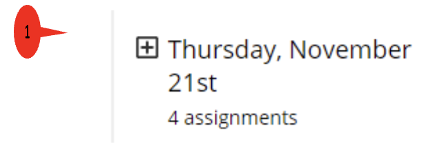 Zoom of the expand icon for a due date.