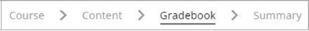 Course creation step-by-step wizard focusing on the third step: "Gradebook".