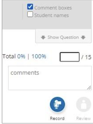A comments text field, and two buttons labeled “Record” and “Review.”