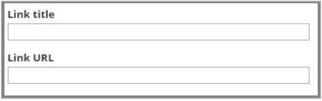 Close-up of the Link Title and Link URL input fields in the announcement form.
