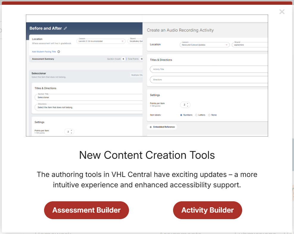 In-platform announcement of new content creation tools. 