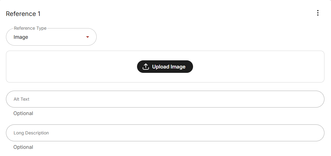 Reference authoring tool, showing new Alt Text and Long Description fields.