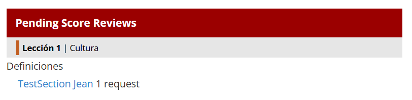 Pending Score Reviews section showing a specific request