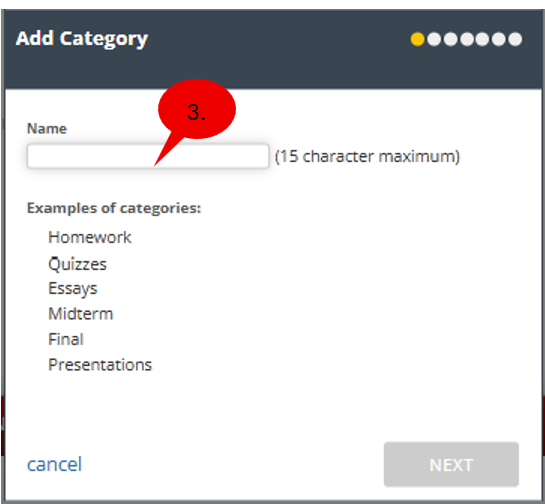 “Add Category” dialog with a text field for entering a category name