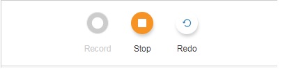 A phone screen displays buttons labeled Record, Stop, and Redo, suggesting audio or video recording functionality.
