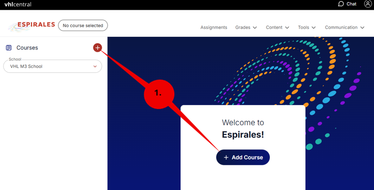 Click "add +" or the "Add Course" button to create your course.