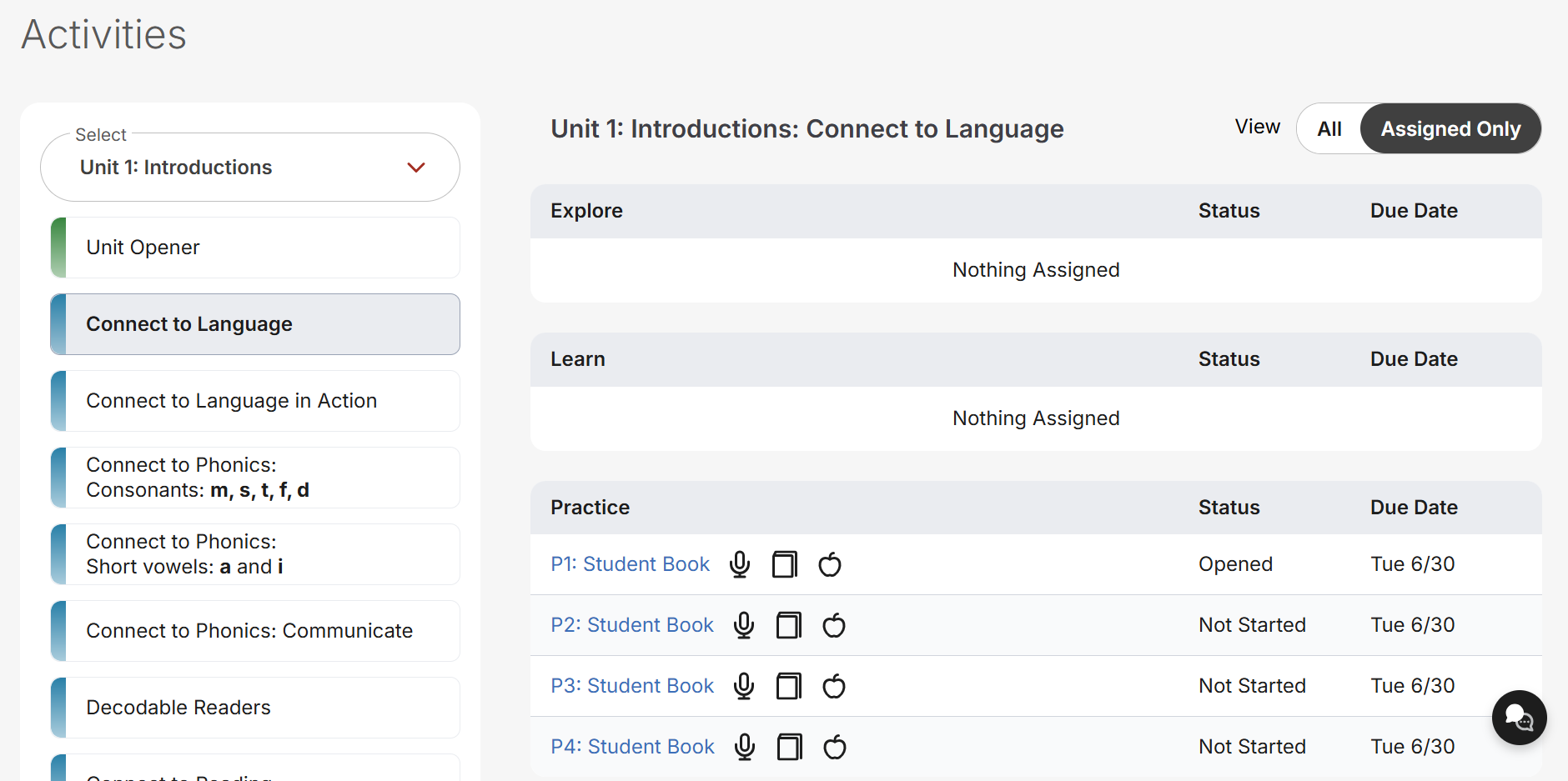 Screenshot of the Supersite Activities page showing the Table of Contents on the left with Lessons and Strands. Selecting the Activities link allows navigation through lessons