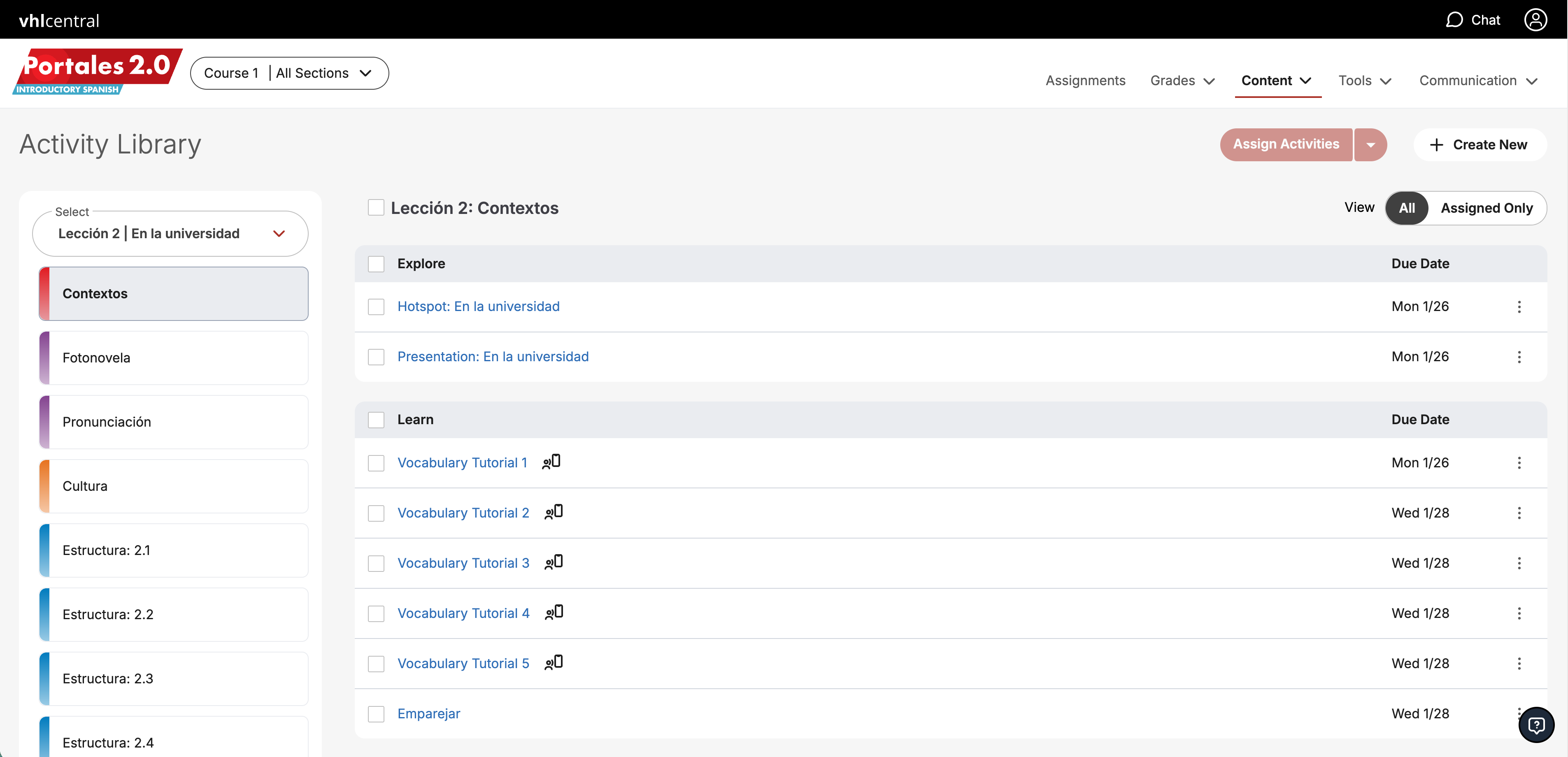 Screenshot of the updated Instructor Library with bulk action capability.
